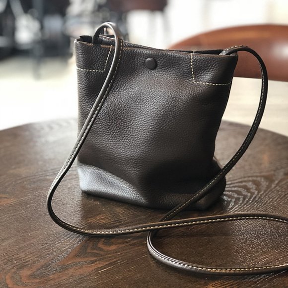 Mini Top layer cow leather bucket bag soft leather small bag main image 7